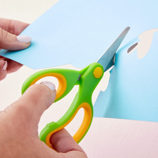 Juvale blunt tip scissors green ergonomic handles for comfortable use.