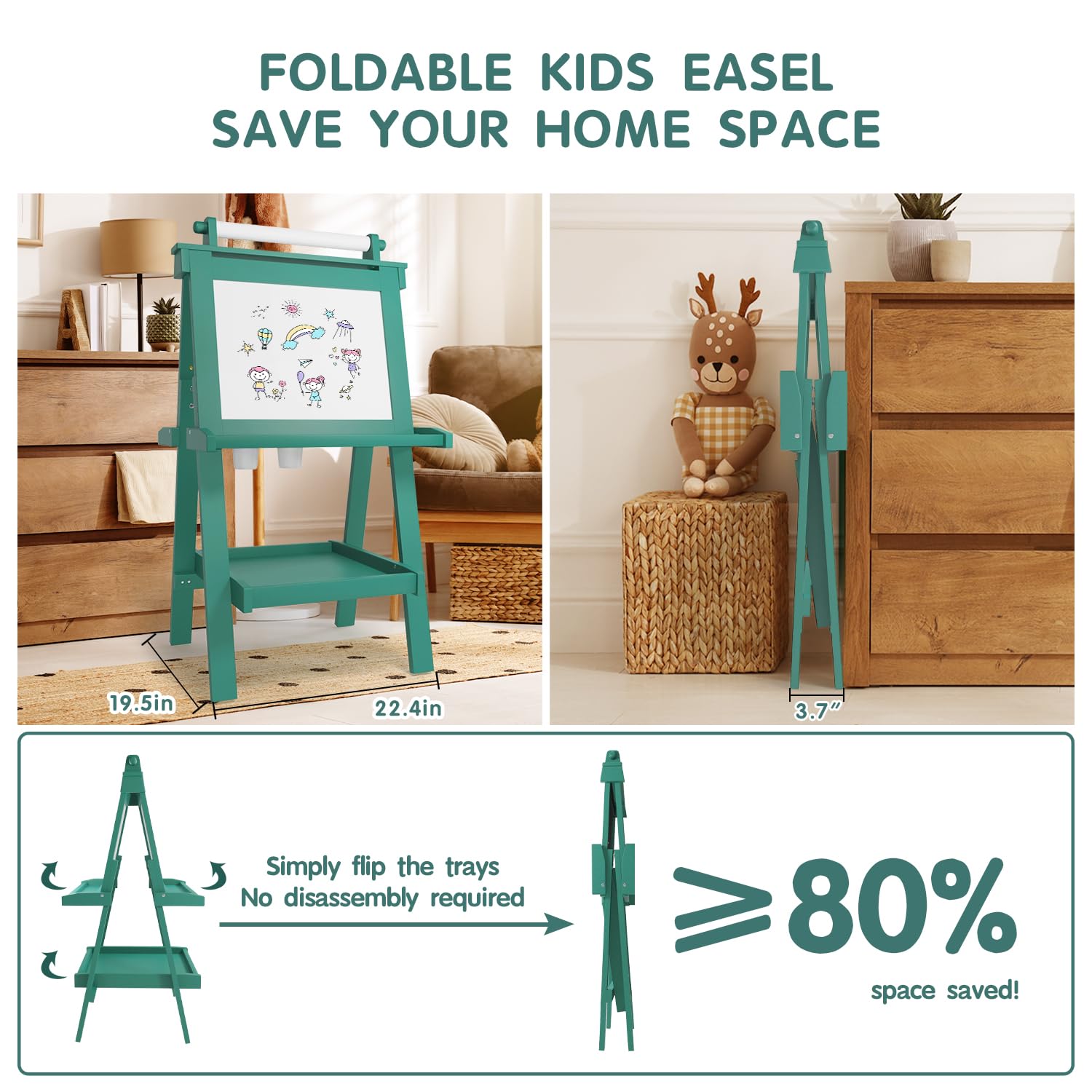 JUZBOT Easel height-adjustable design adapts to growing children.