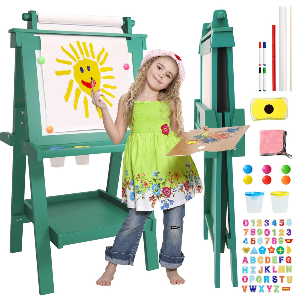 JUZBOT Easel assembled, all-in-one magnetic board for creative play.