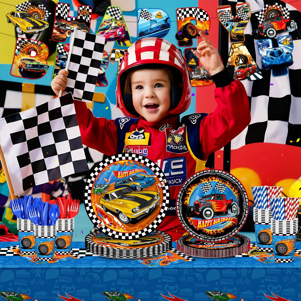JVORFDG Race Car cups and straws sturdy for beverages at a racing party