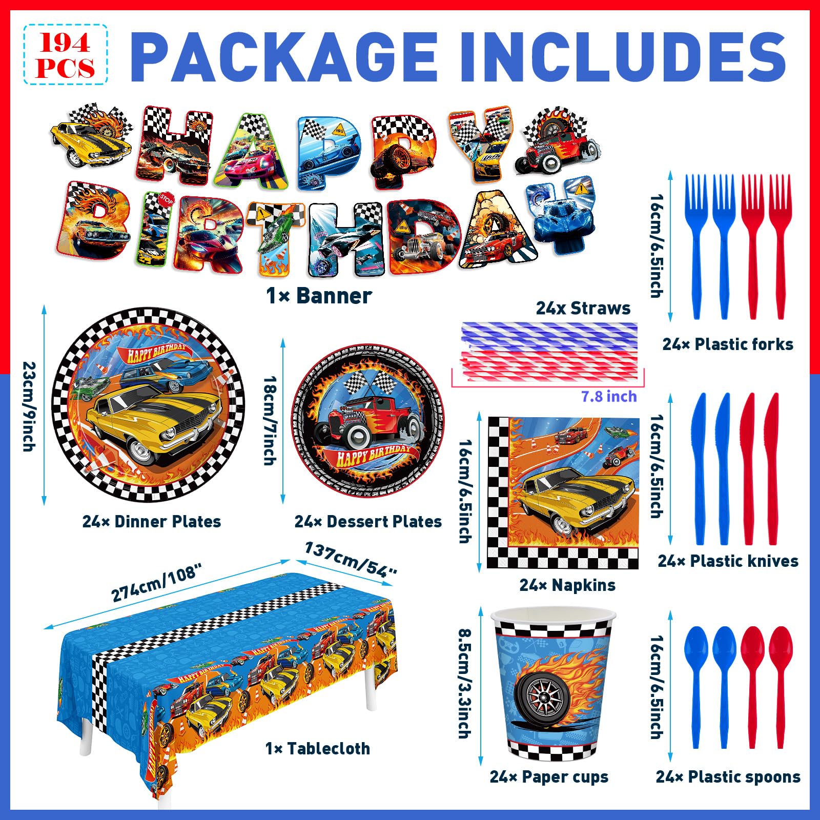 JVORFDG Race Car dessert plates 7-inch ideal for sweet treats and quick prep