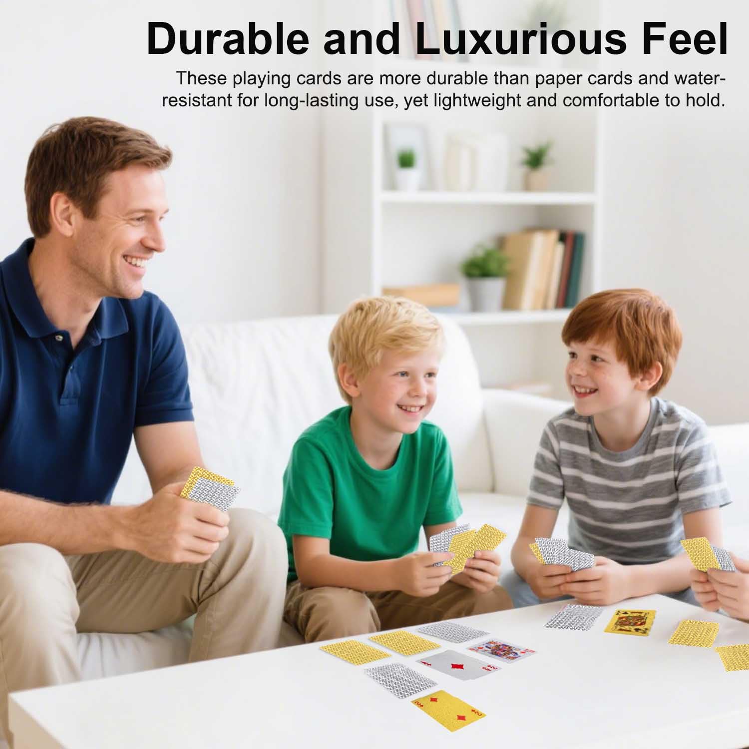 JWENUPDE cards feature matte finish and non-slip surface when wet