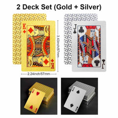 JWENUPDE two-deck set in gold and silver for family game nights