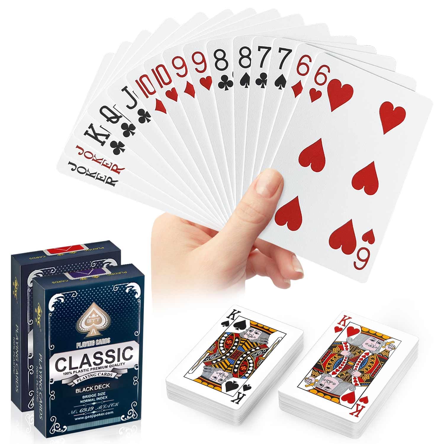 JWENUPDE waterproof playing cards 2-pack in red and black for outdoor games