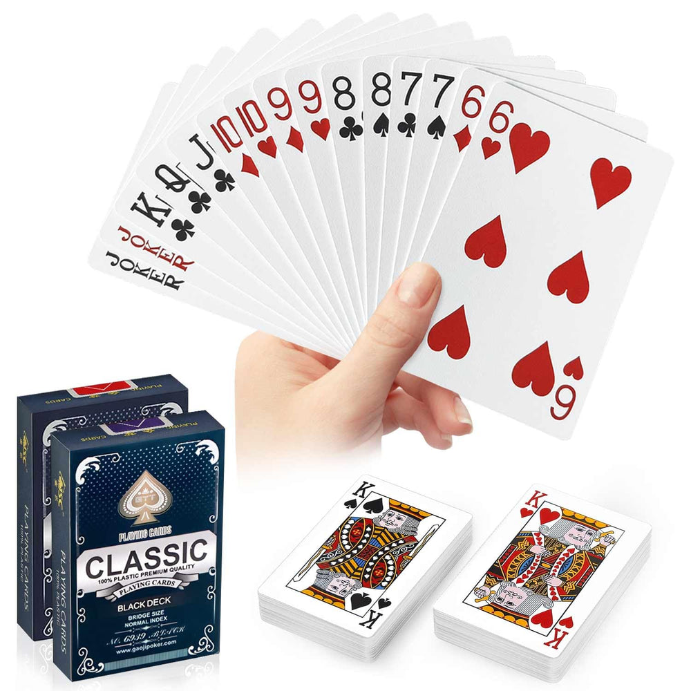 JWENUPDE waterproof playing cards 2-pack in red and black for outdoor games