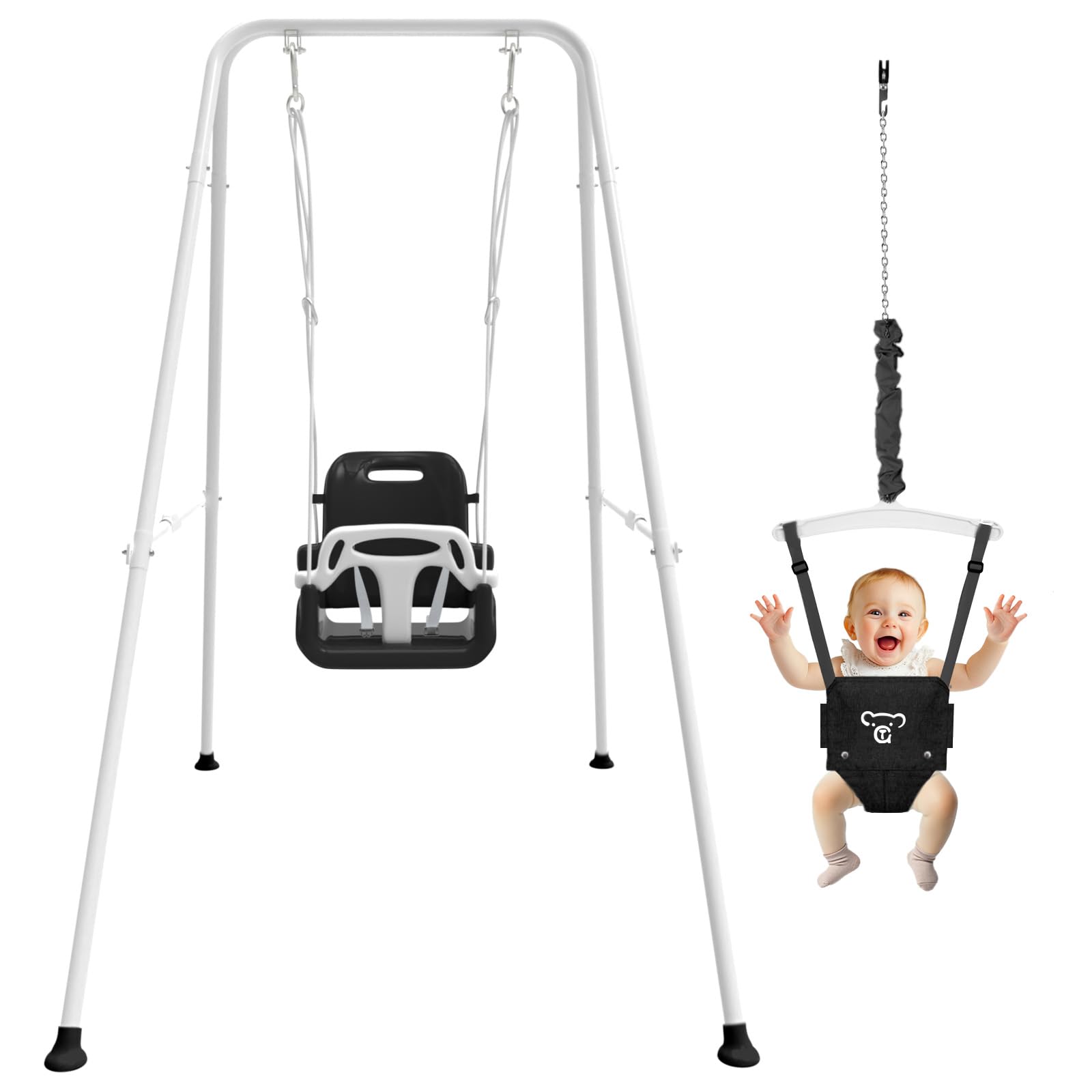 JWPEHOE 2-in-1 toddler swing showing versatile jumper to swing transition