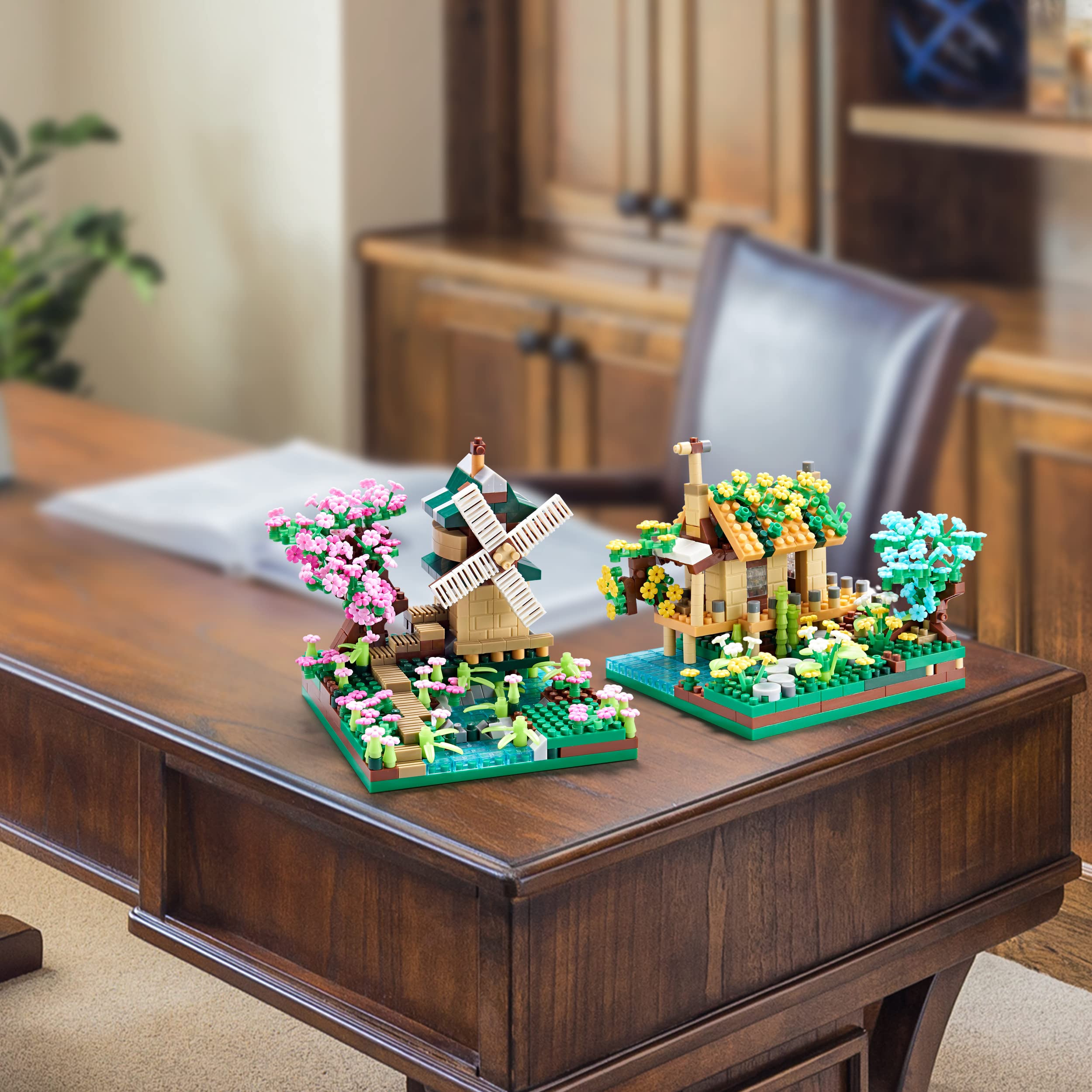 JXRLMB Botanicle four figures accompany windmill and treehouse set.