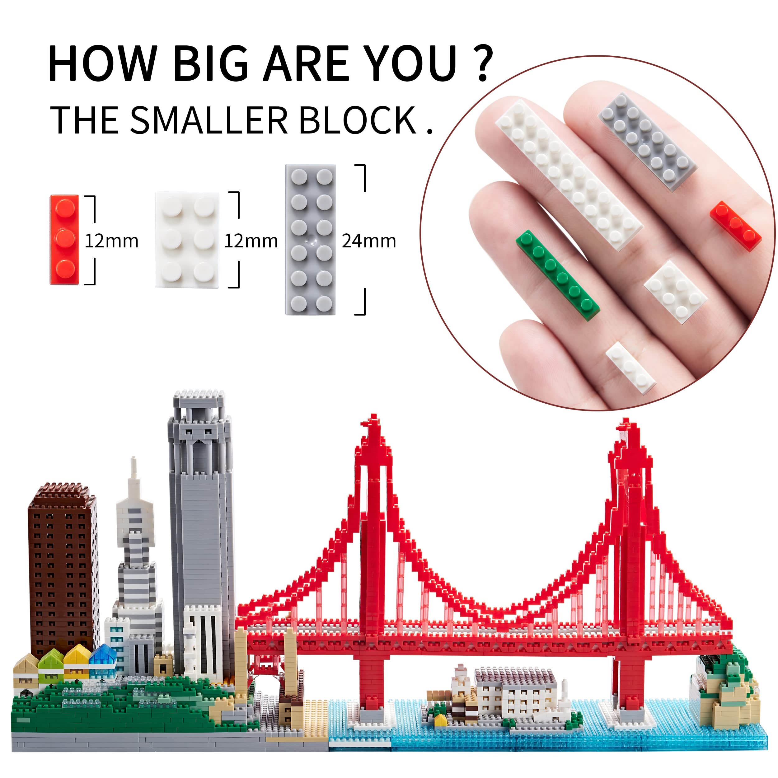 JXRLMB Golden Gate Bridge mini model close-up showing burr-free, snug-fit parts.