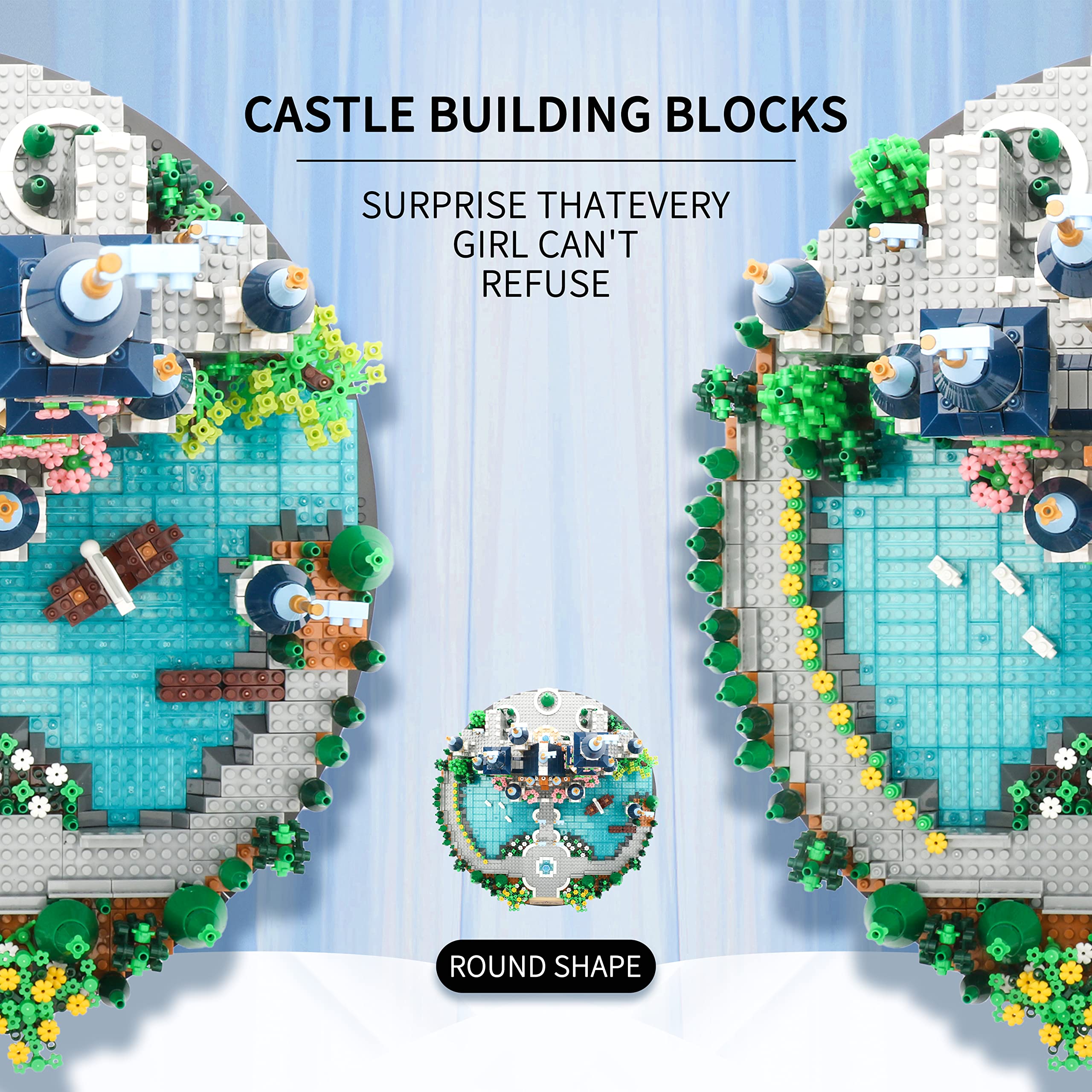 JXRLMB Blue Castle display-piece with vivid colors enhances office or room ambiance