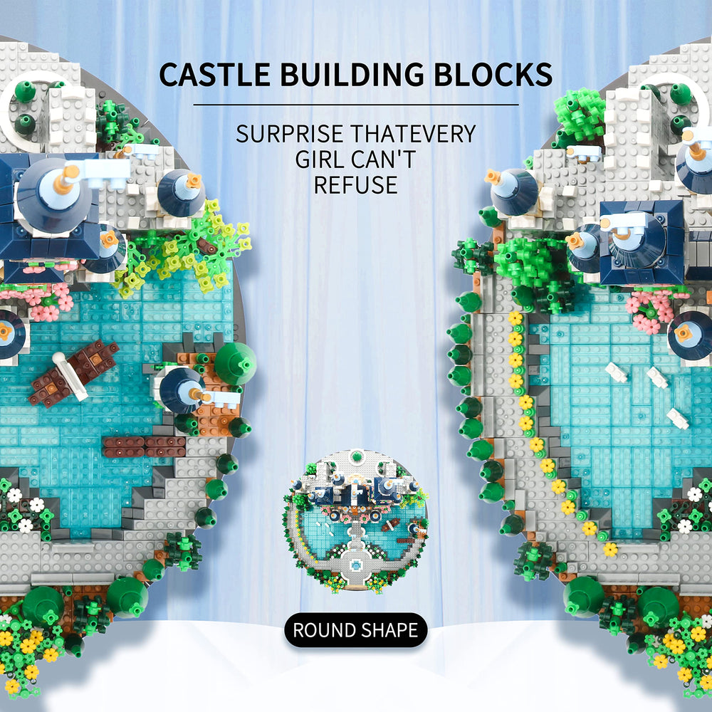 JXRLMB Blue Castle display-piece with vivid colors enhances office or room ambiance