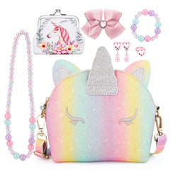 JYPS toddler purse crossbody bag with unicorn theme, ideal for pretend play