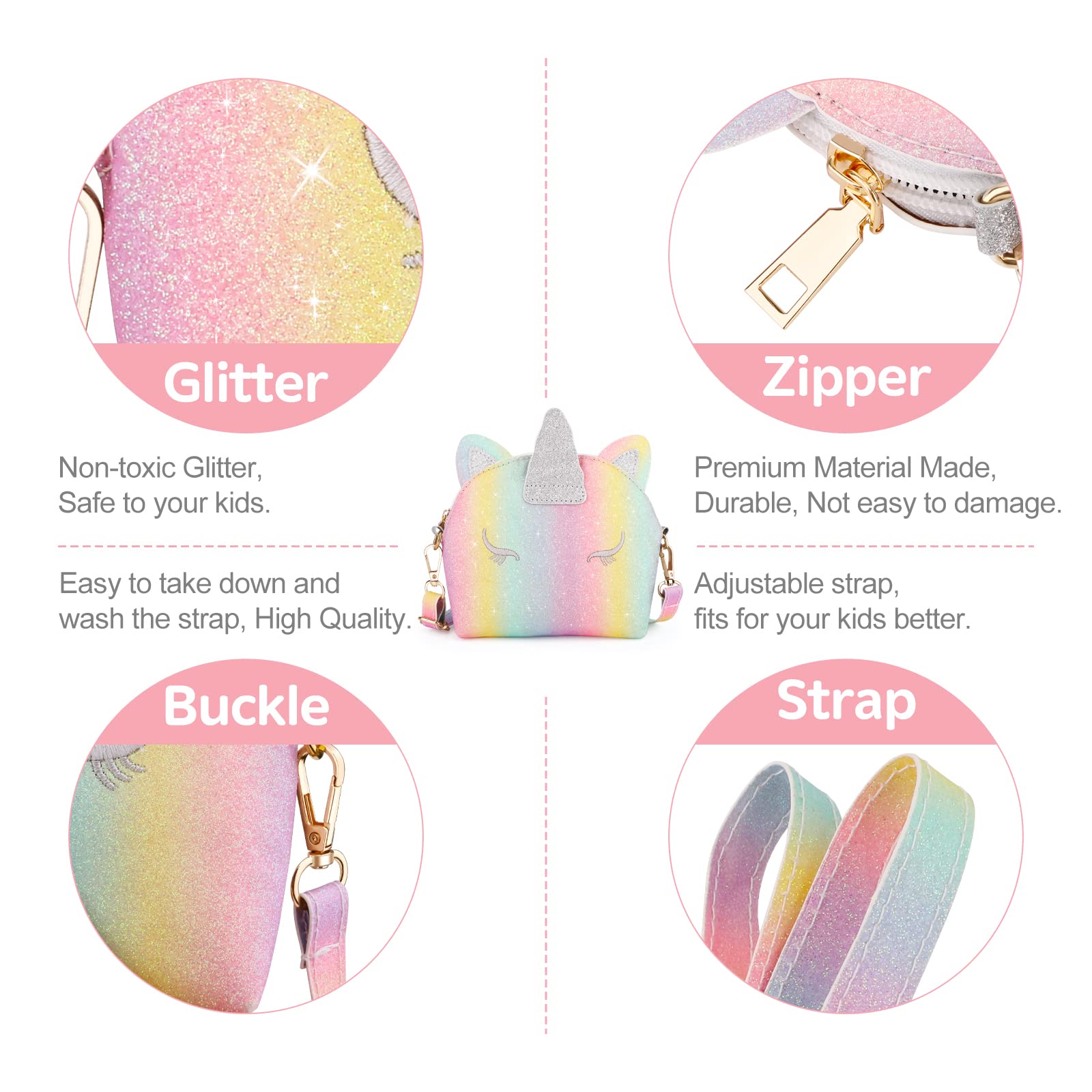 JYPS heart-shaped ring for unicorn-themed purse, adds sparkle to pretend attire