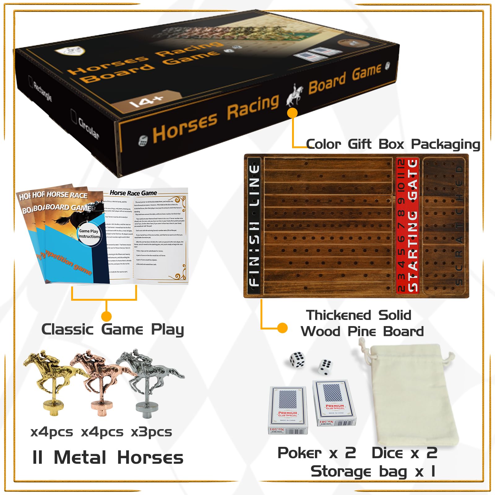 Jyquorp metal horses set delivers durable, lifelike racing action.