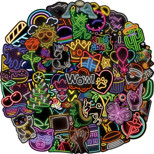 Jyu Daam neon sticker on a laptop adds vibrant, personalized flair