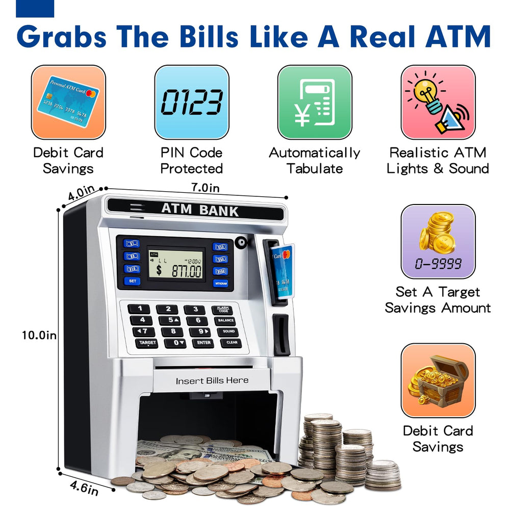 Jyusmile ATM piggy bank debit card use teaches balance tracking