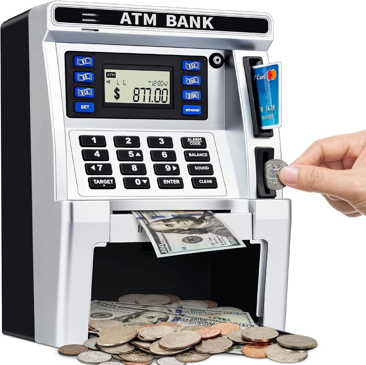 Jyusmile ATM piggy bank demonstrates real money deposits for hands-on savings learning