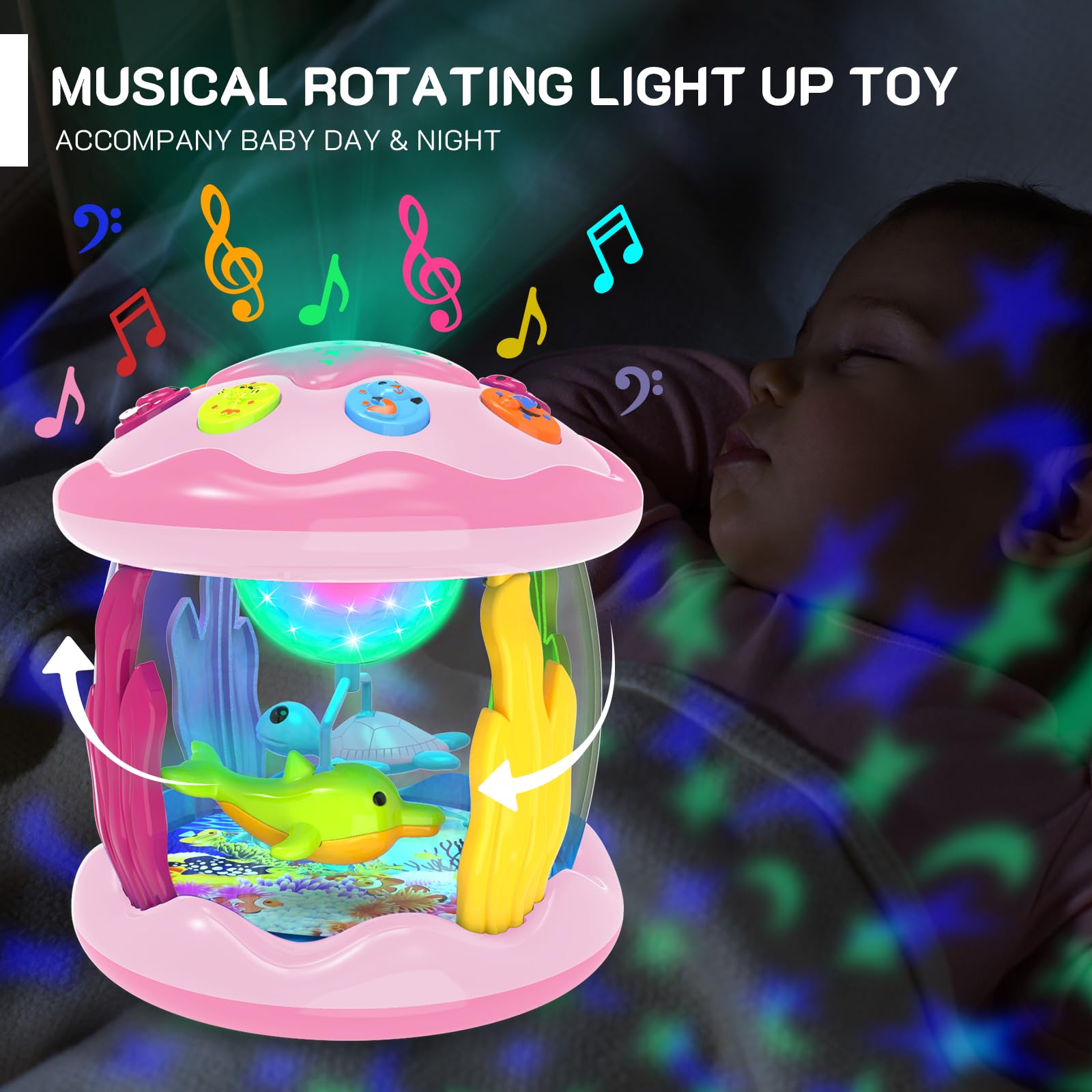Jyusmile interactive buttons and wheels promote fine motor skills and crawling exploration.