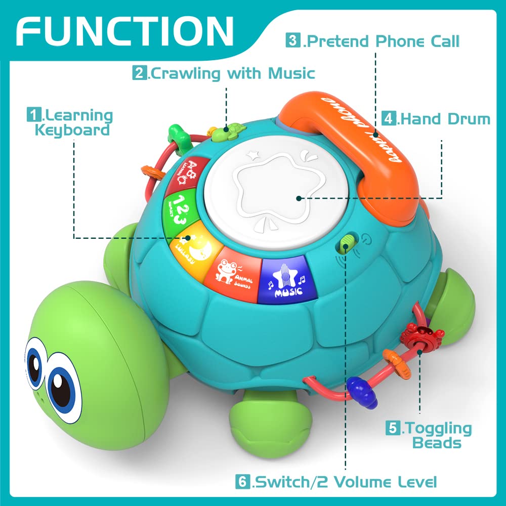 Jyusmile crawling turtle toy buttons support fine motor skill practice