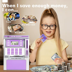 Jyusmile purple piggy electronic safe box stores real cash and coins securely
