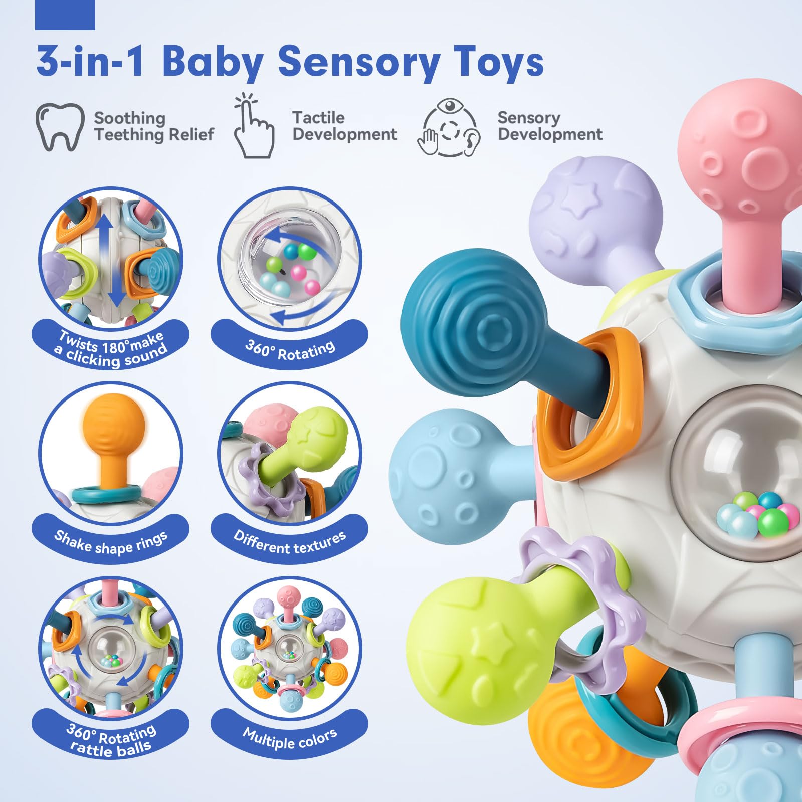 Jyusmile soft stacking rings in bright colors support reach-and-grab play