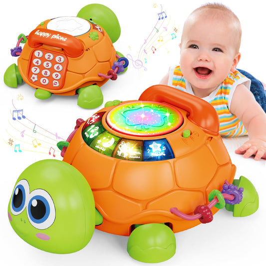 Jyusmile turtle toy front view for early learning with bright colors.