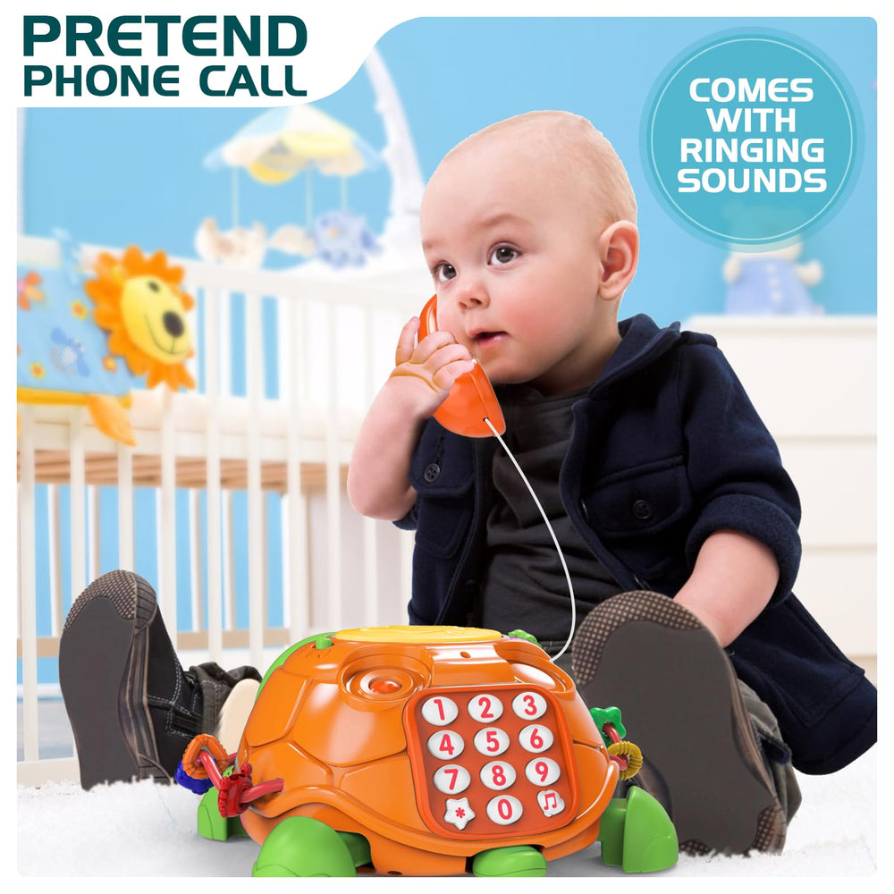Jyusmile turtle toy pretend phone dial promotes imaginative play.