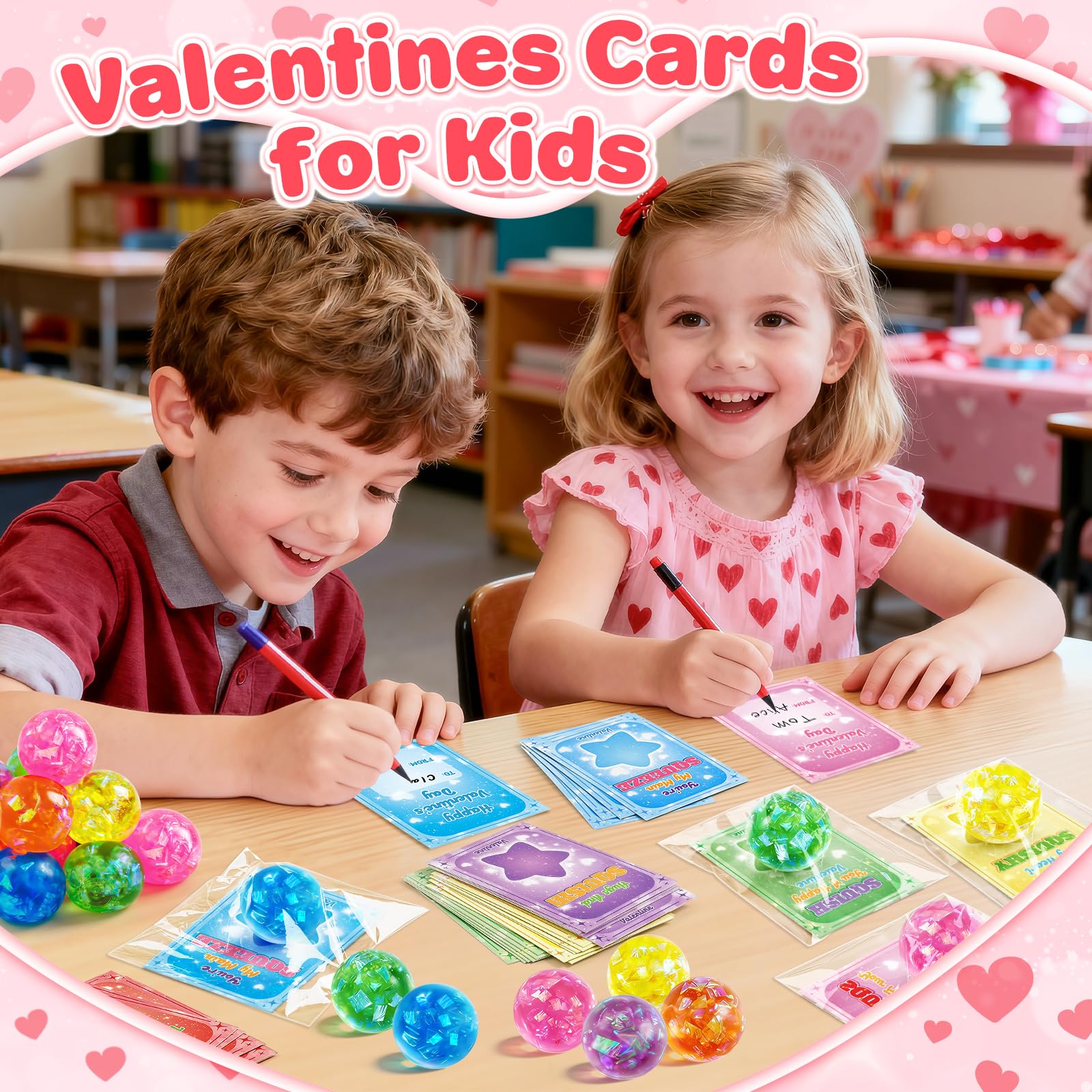 Jyusmile valentines cards in six colors for friendly exchanges.