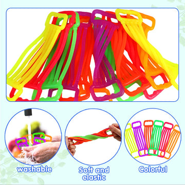 JYXT stretchy strings in hand demo illustrate twisting loops for fine motor engagement.