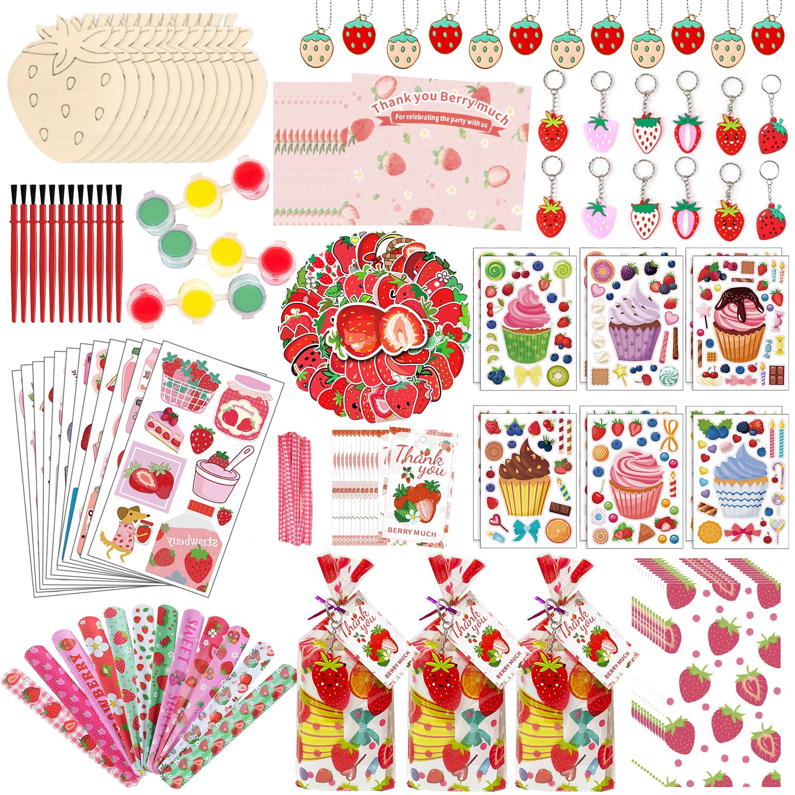 JYZXLAFF strawberry party favor kit wood painting image for kids' party activities
