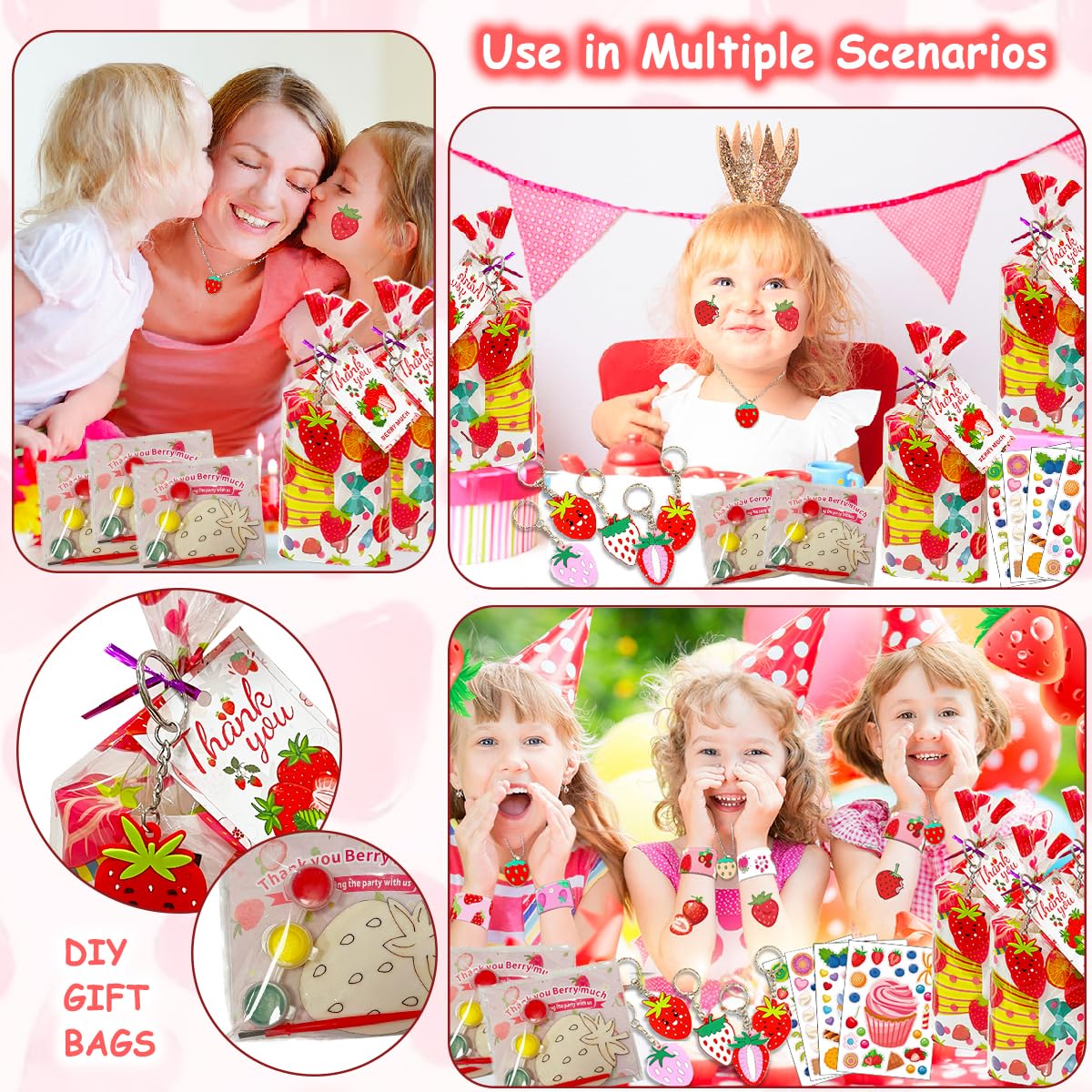 JYZXLAFF strawberry pendants and keychains as memory tokens