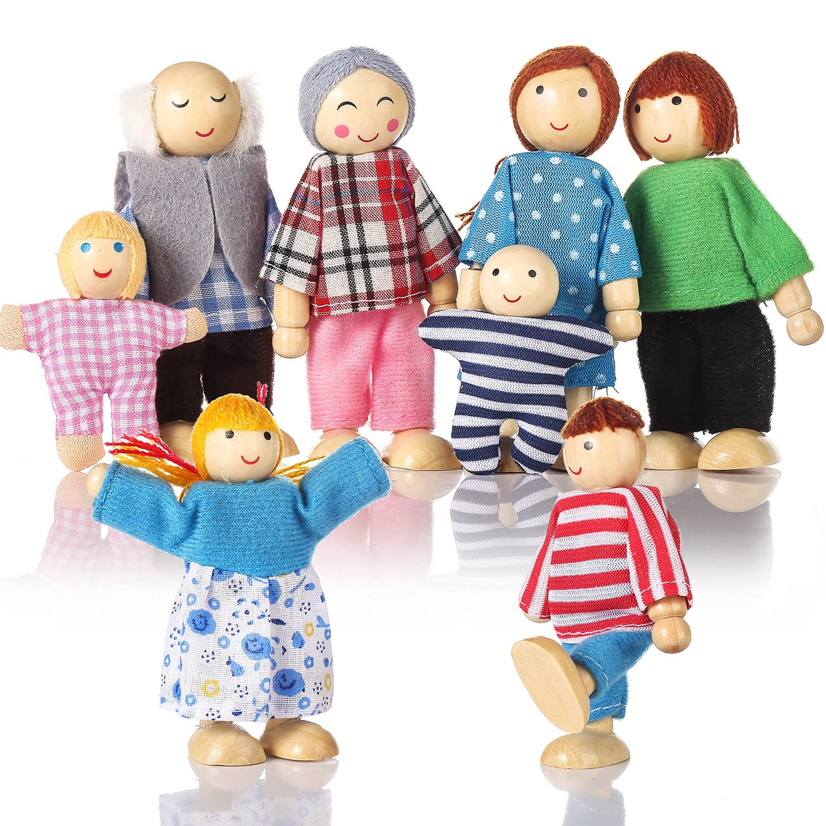 Jzszera wooden dollhouse grandparents ideal for family role-play
