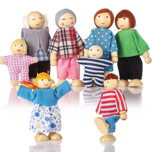 Jzszera wooden dollhouse grandparents ideal for family role-play