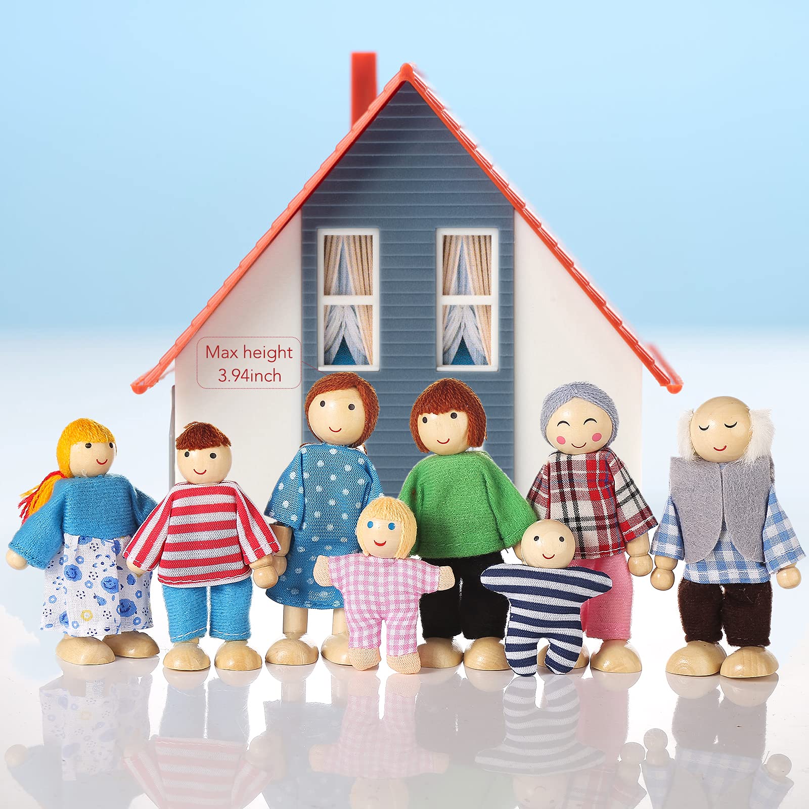 Jzszera wooden dollhouse mother figure in play scenes