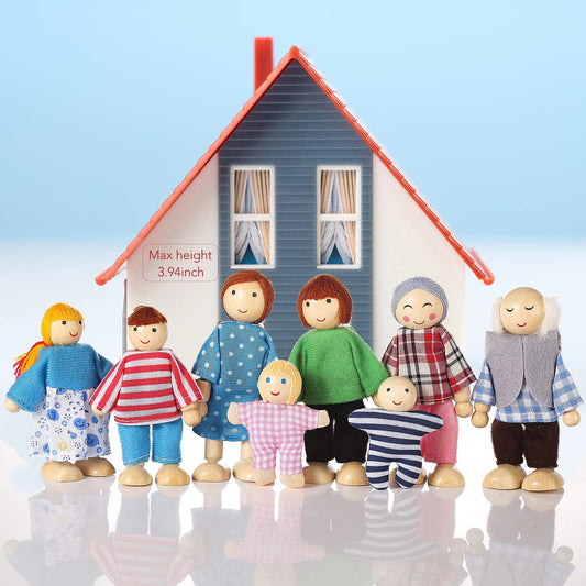 Jzszera wooden dollhouse mother figure in play scenes