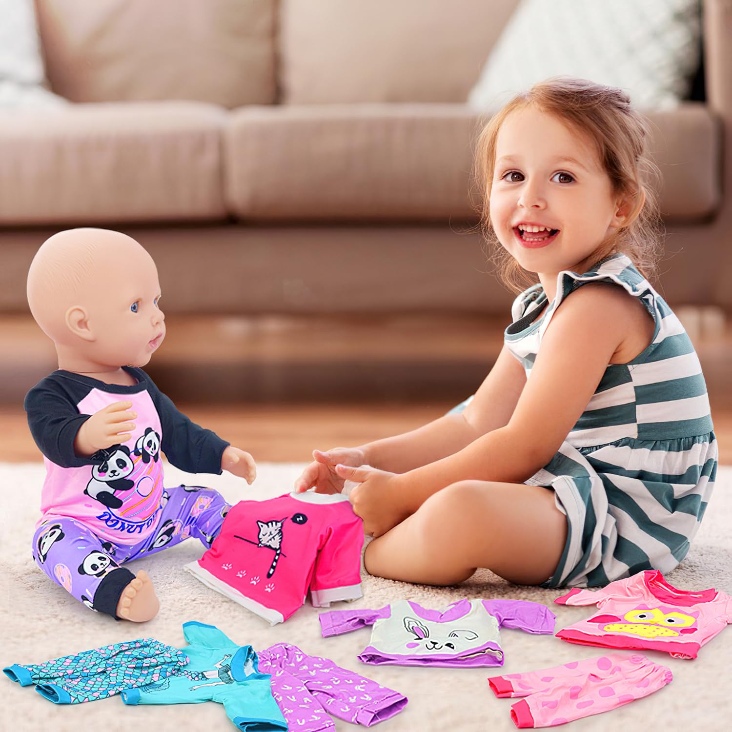 K.T. Fancy skin-friendly fabrics mirror real pajamas for dolls.