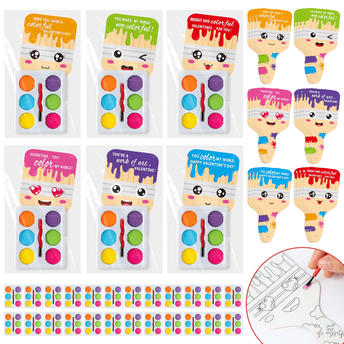 K1tpde valentines watercolor paint set invites classroom creativity with 24 colors