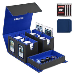 Kabinka 5-in-1 commander deck box displays cards through windows while protecting them.
