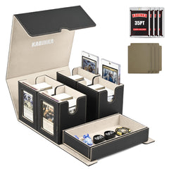 Kabinka 5-in-1 deck box with commander display showing four windows and prized cards.