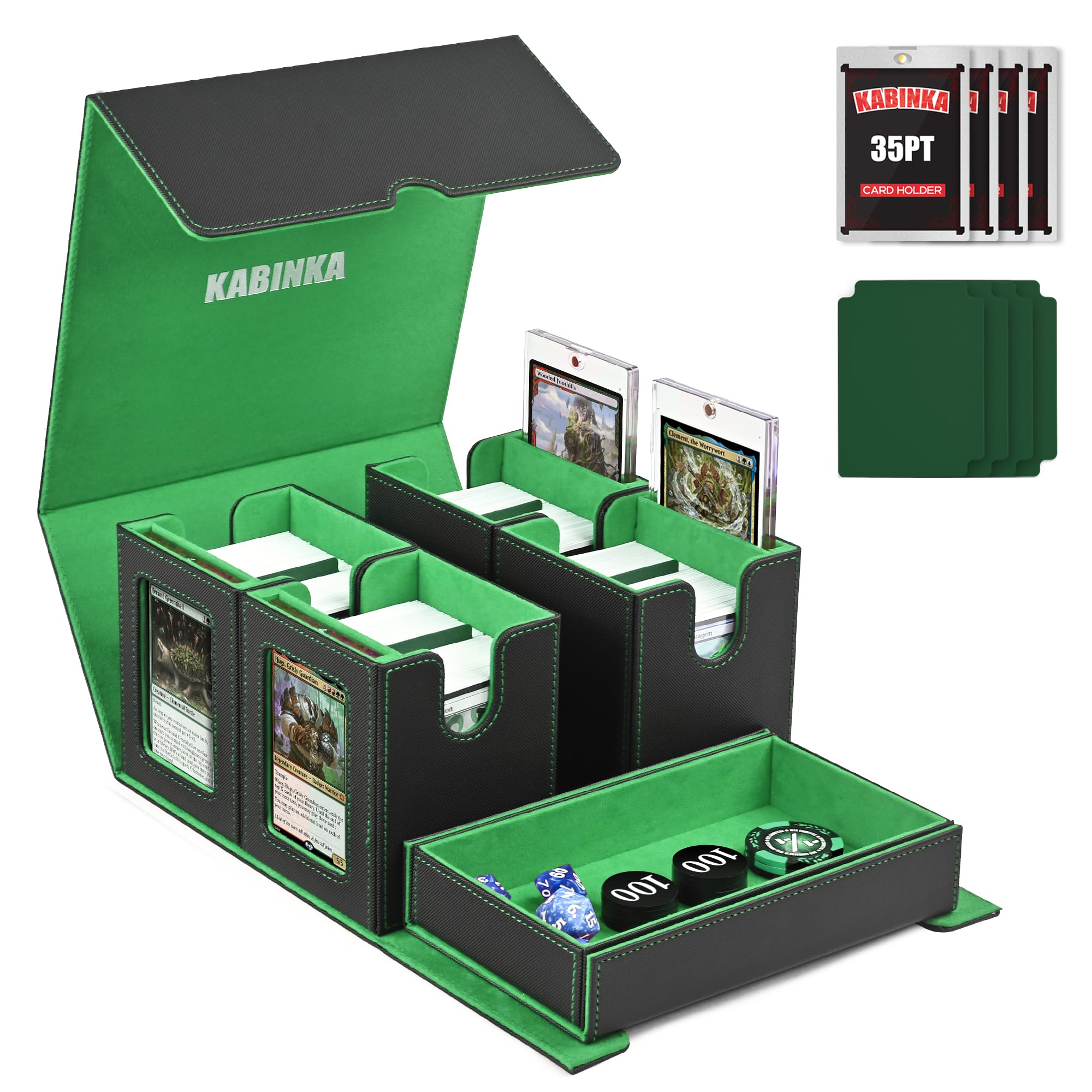 Kabinka 5 in 1 deck box front display windows showcasing cards
