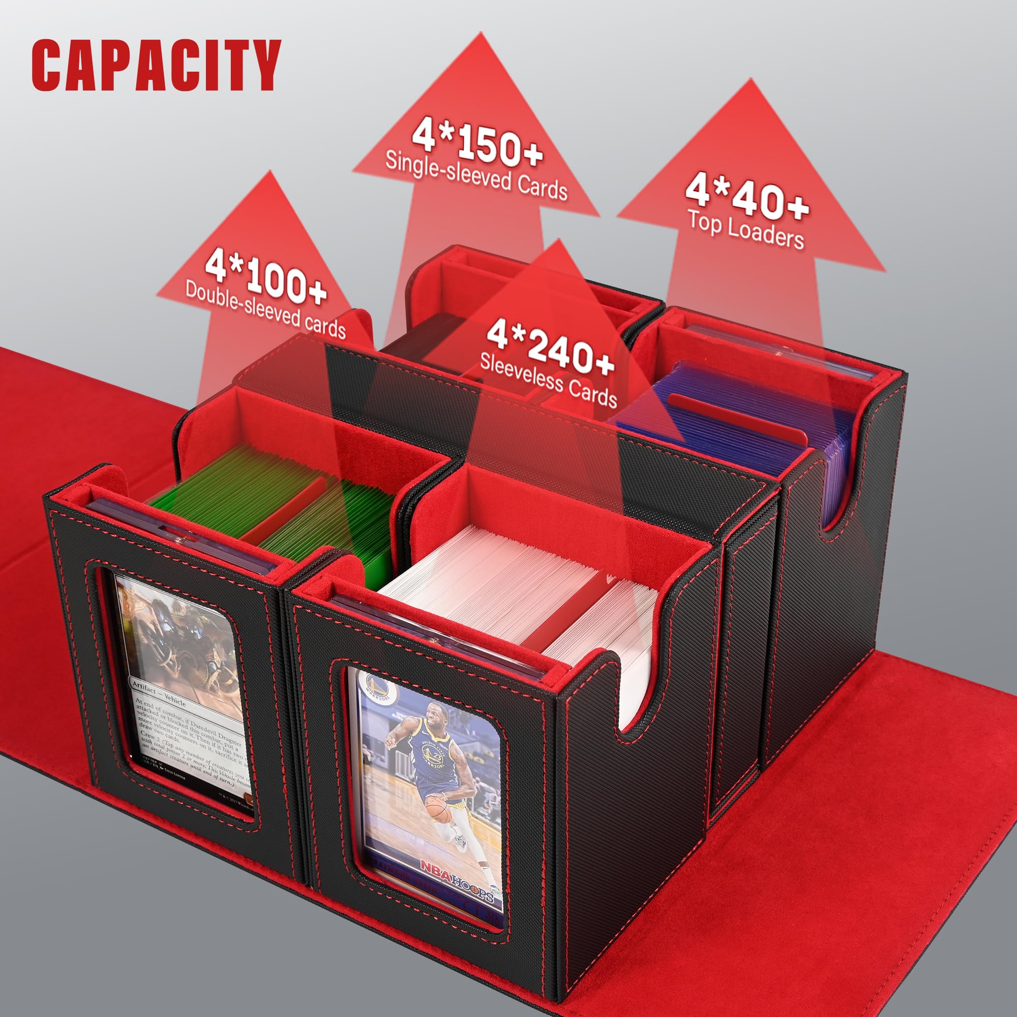 Kabinka interior with soft fiber lining guards cards from scratches during handling.