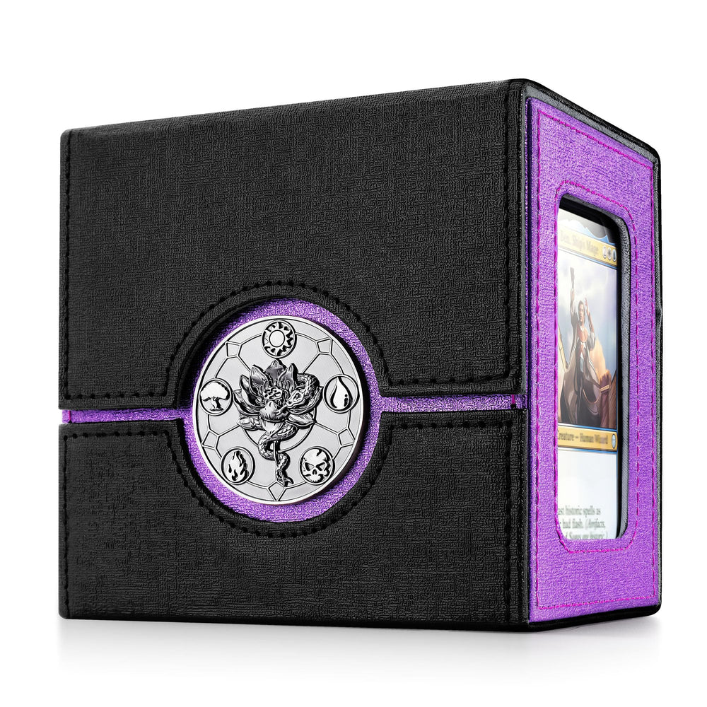 Kabinka Commander Deck Box with metal emblem secures MTG deck during transport.