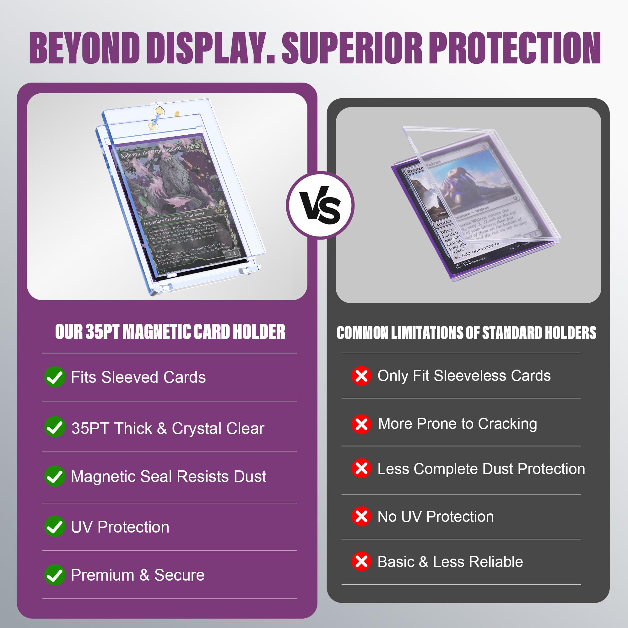 Kabinka Commander magnetic card bricks highlight secure display of rare cards.