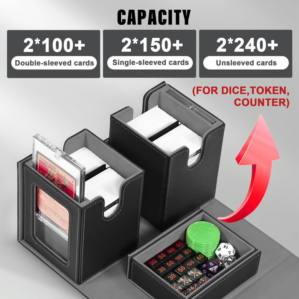 Kabinka storage box with magnetic card bricks keeps decks organized during travel.