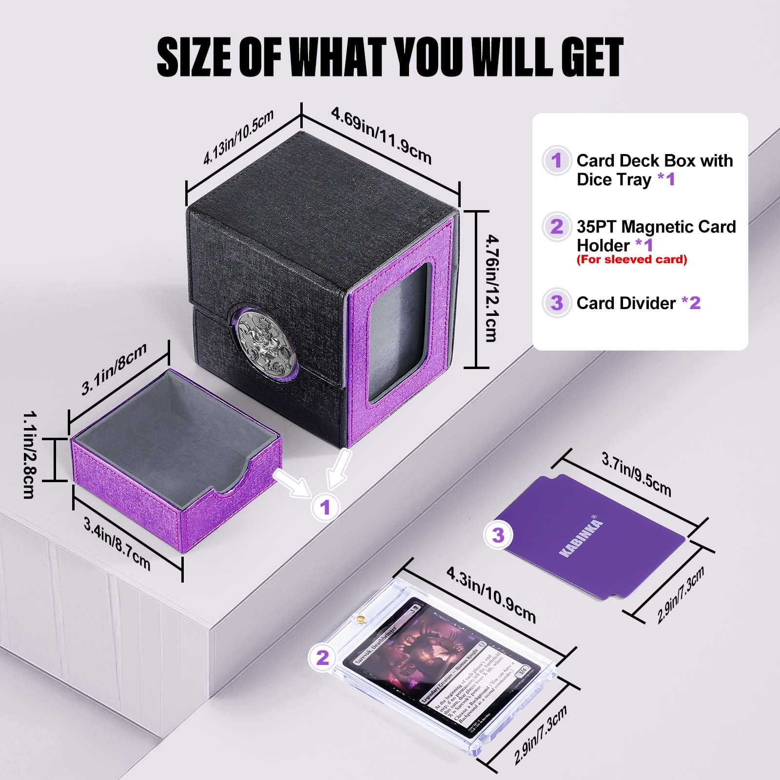 Kabinka deck box wide U-shaped opening enables fast, easy card draws.