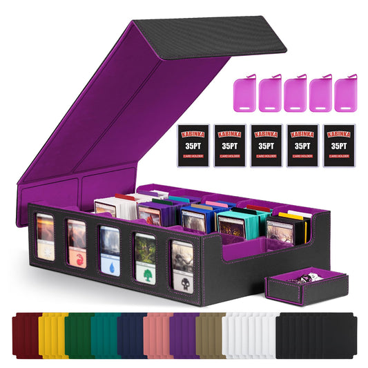 Kabinka trading card storage box with display windows keeps decks visible and organized