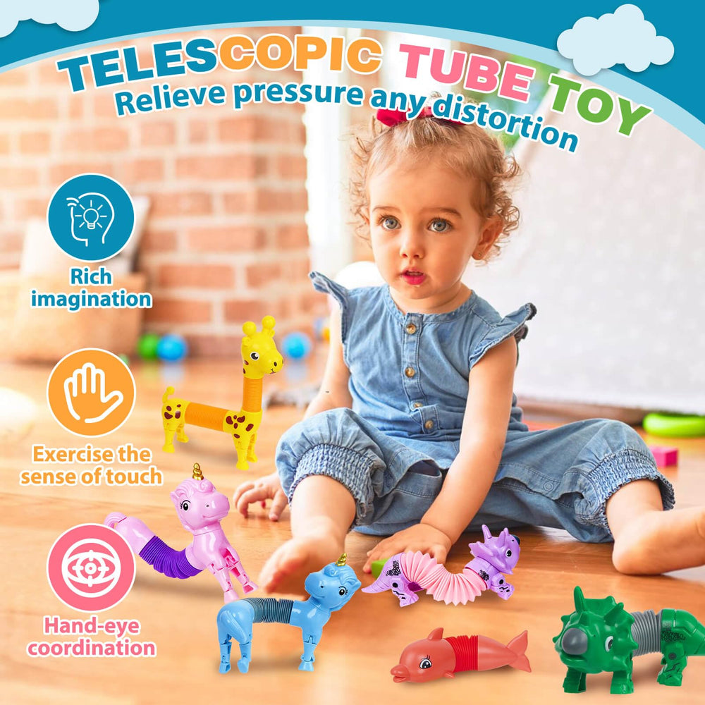 Kabvry Animal Pop Tubes triceratops for calming tactile play and imaginative storytelling.
