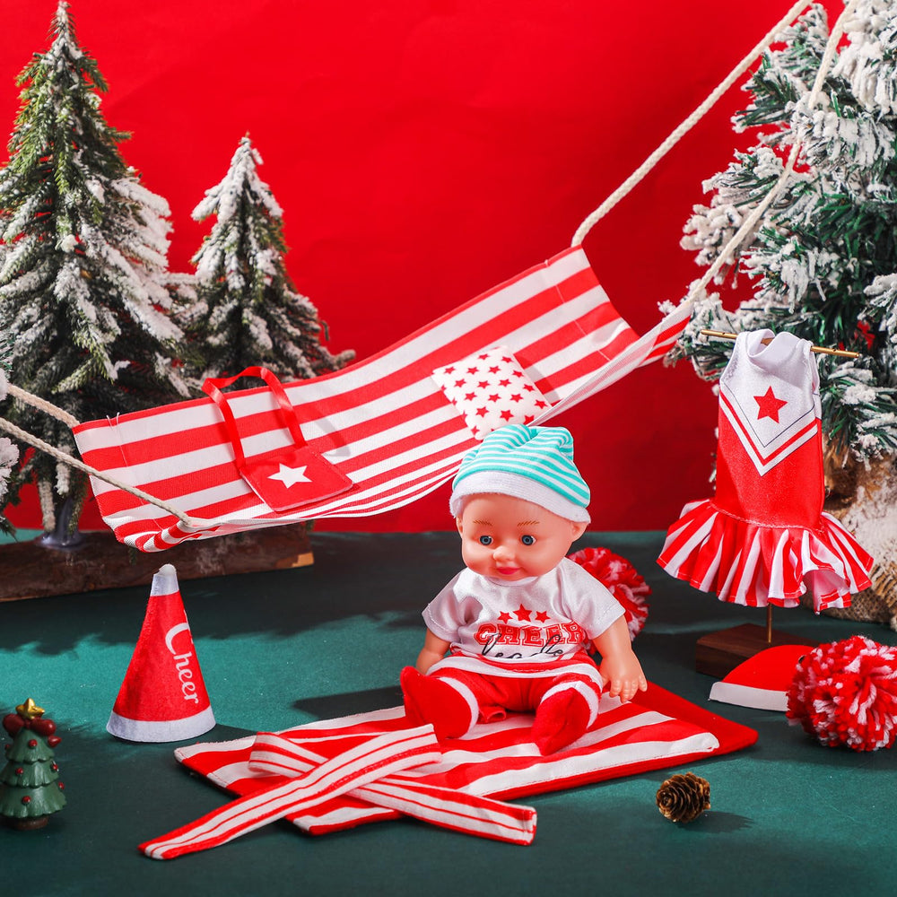 Kacctyen Christmas hammock helps display and store mini outfits during play