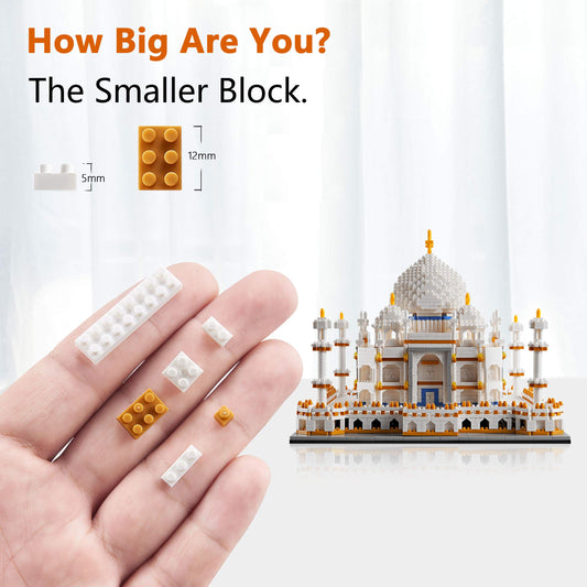 Kadablk Taj Mahal model construction in progress, a precise micro-block project