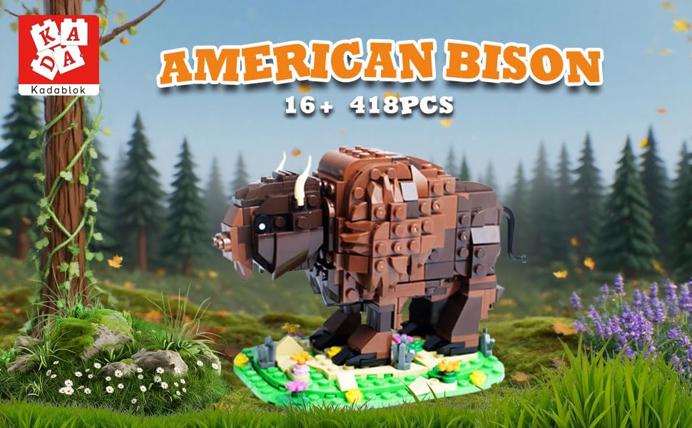 Kadablok Bison MOC display piece on a desk or shelf.