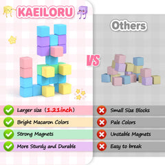 KAEILORU magnetic blocks bright colors close-up highlighting tactile clicking